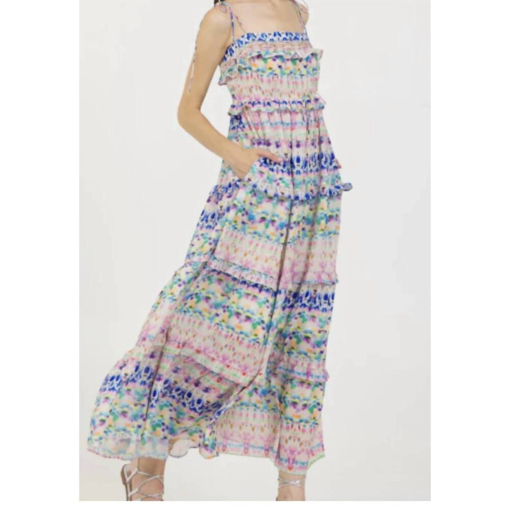 NEW STELLAH printed tie shoulder sundress in watercolor